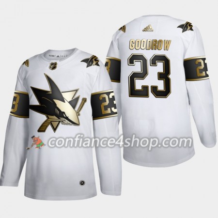 Adidas Maillot de Hockey San Jose Sharks Barclay Goodrow 23 Adidas 2019-20 Golden Edition Blanc Authentic - Homme